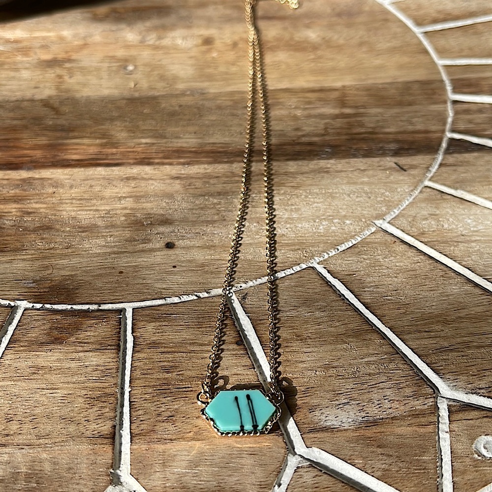 Light Blue and black gold druzy necklace